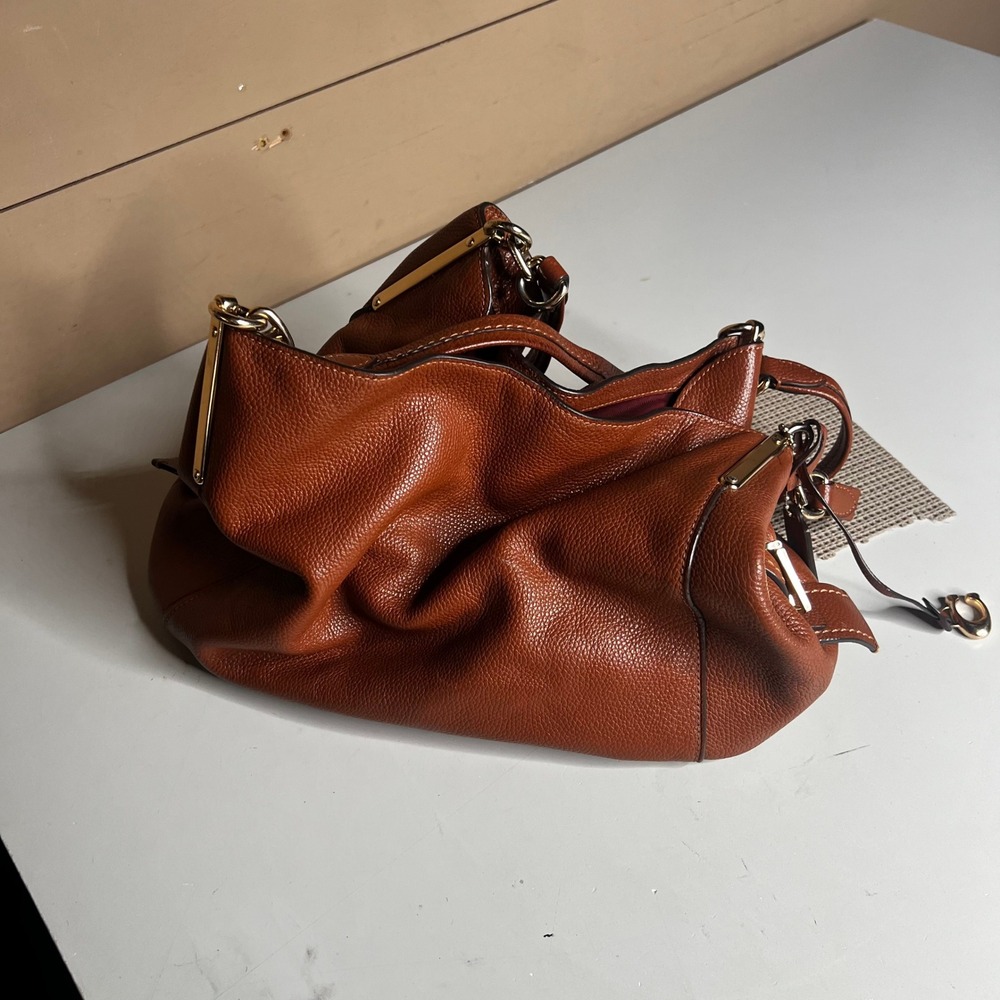 Coach Edie 31 Shoulder Bag Saddle Brown Pebble Leather Gold Hardware 57125
